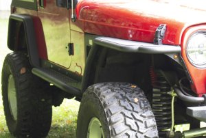Jeep Wrangler LJ Unlimited Rock Slider with Tube Step - Fishbone Offroad - Black Powdercoat - `04-`06